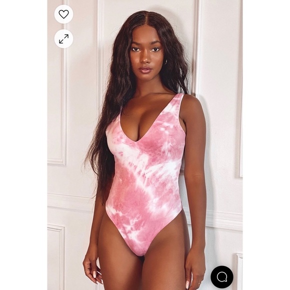 NWT LULUS Wildlife Dusty Pink Tie Dye Bodysuit Size L - Picture 3 of 11